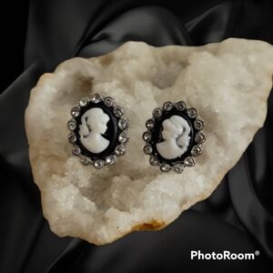 Victorian Goth Cameo Castlecore Post Earrings